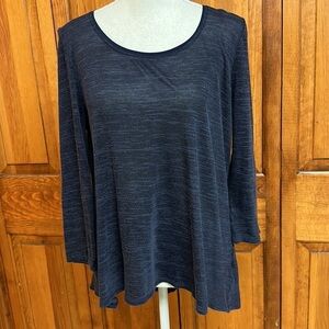 White House Black Market Mixedmedia High Low Longsleeved Rounded Neck Top Medium